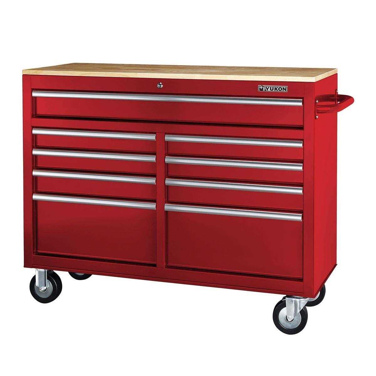 46 in. 9 Drawer Mobile Storage Cabinet with Solid Wood Top K18653