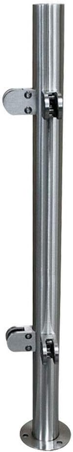 110cm High Glass Balustrade Railing Post Glazing Stainless Steel Pole Handrail Silver Pack of 2 M7609