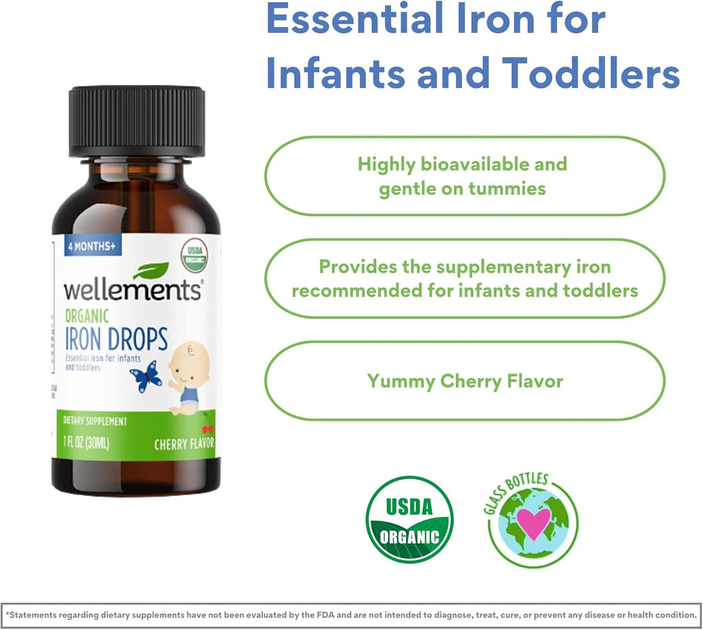 Organic Iron Drops for Babies, Cherry Flavor, 1 Fl Oz O57650