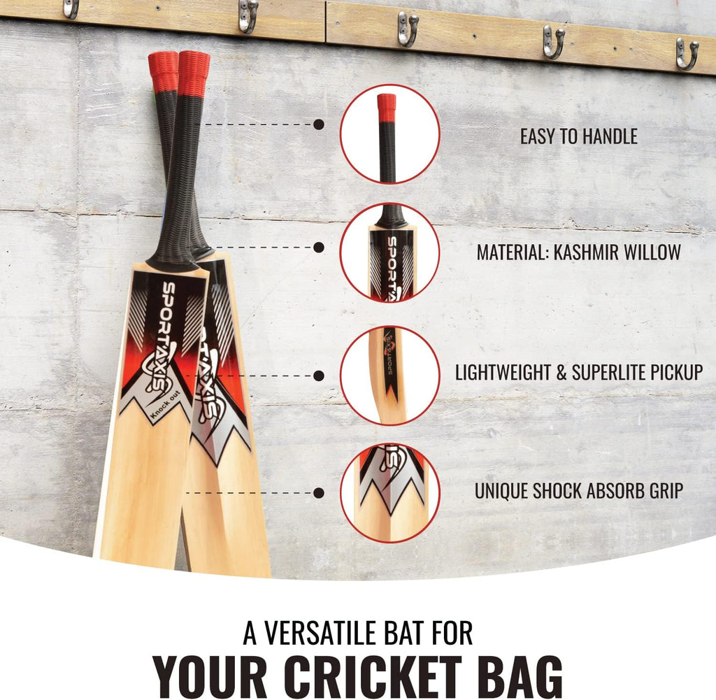 Wooden Kashmir Willow Cricket Bat with Foam-Padded Bag Y496