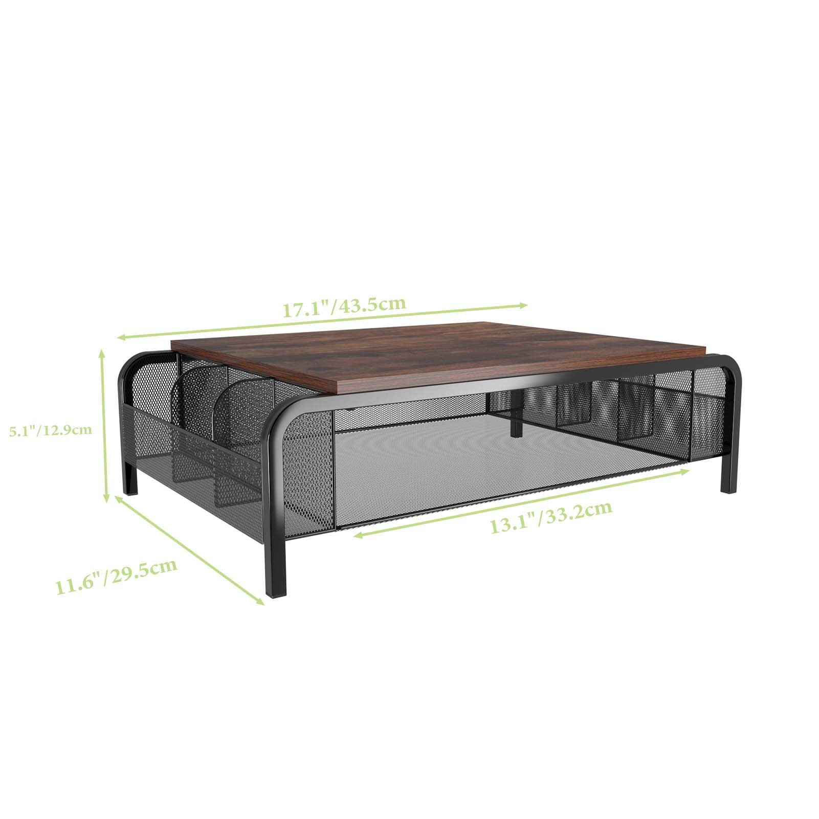 Brown Desk Monitor Stand Riser with Drawer E744730
