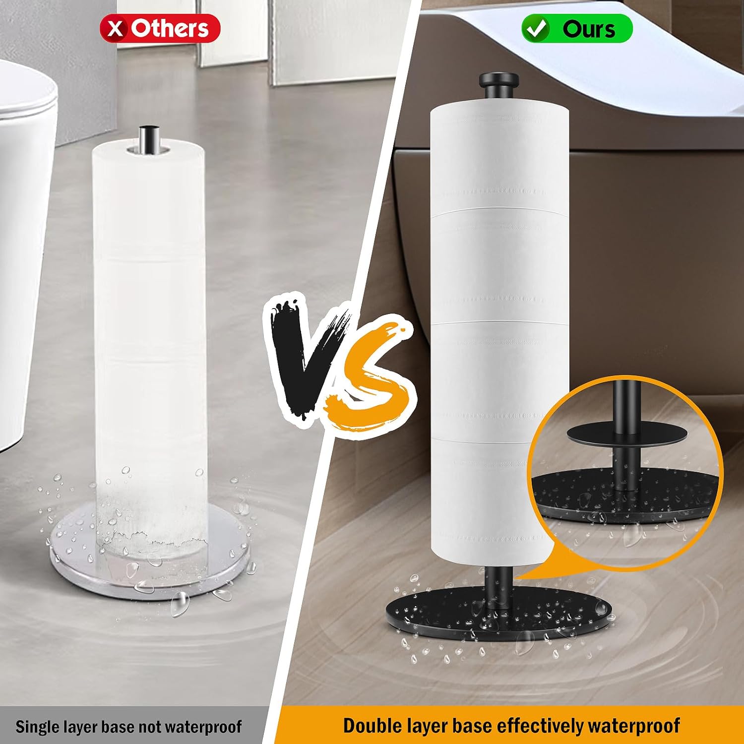 Solid Weighted Non-Slip Toilet Paper Holder Stand W2307