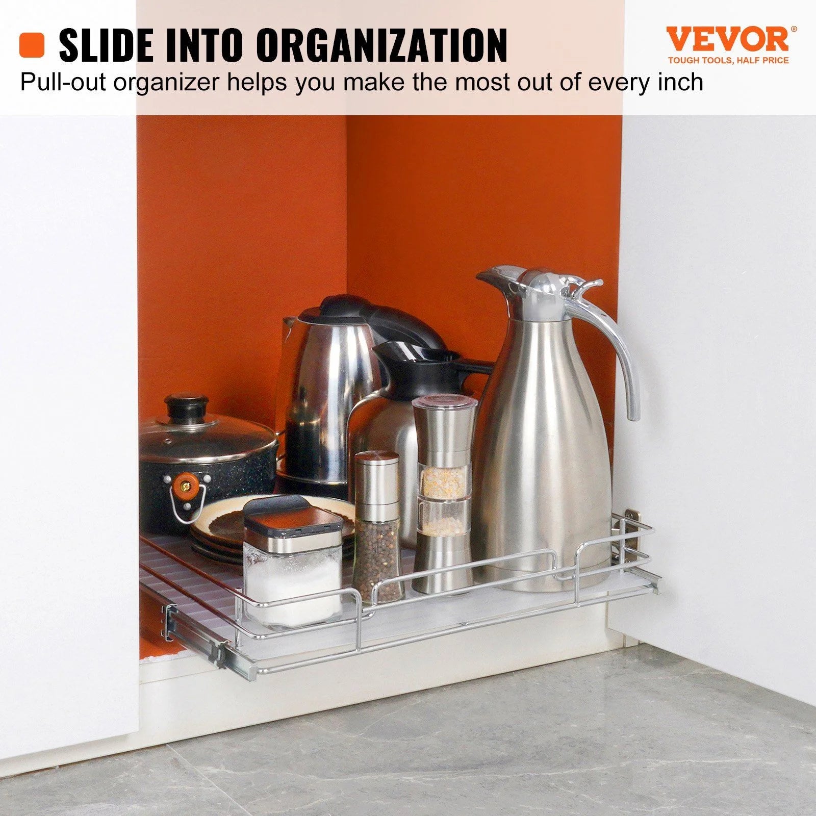 Chrome Plated Steel Pull Out Cabinet Organizer T504002