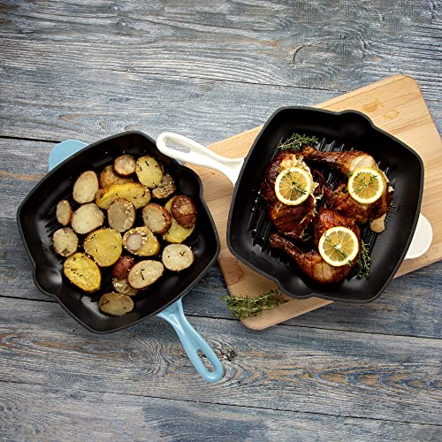 Enameled Cast Iron Square Griddle Grill Pan, 11-Inch, Cream S53439