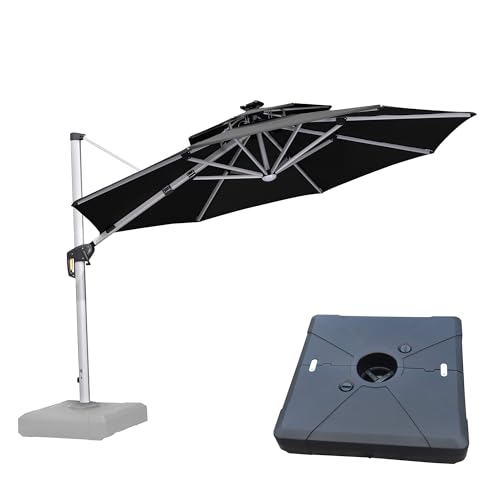 Navy Blue 10ft Cantilever Umbrella with LED lights B935268