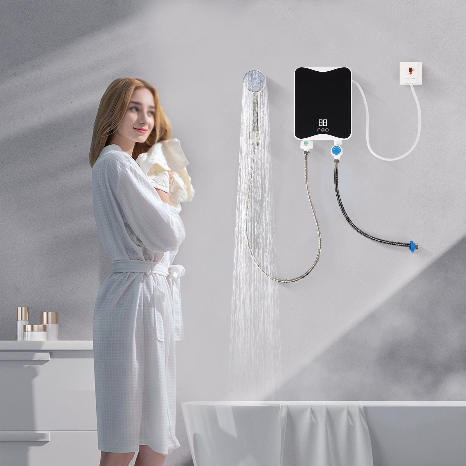 Electronic Instant Water Heater Tankless Mini Hot Water Heater 5500W H51112