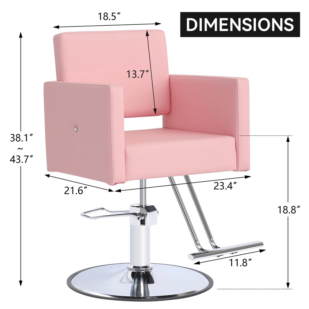 Pink Adjustable Salon Chair with Foot Rest Q519593