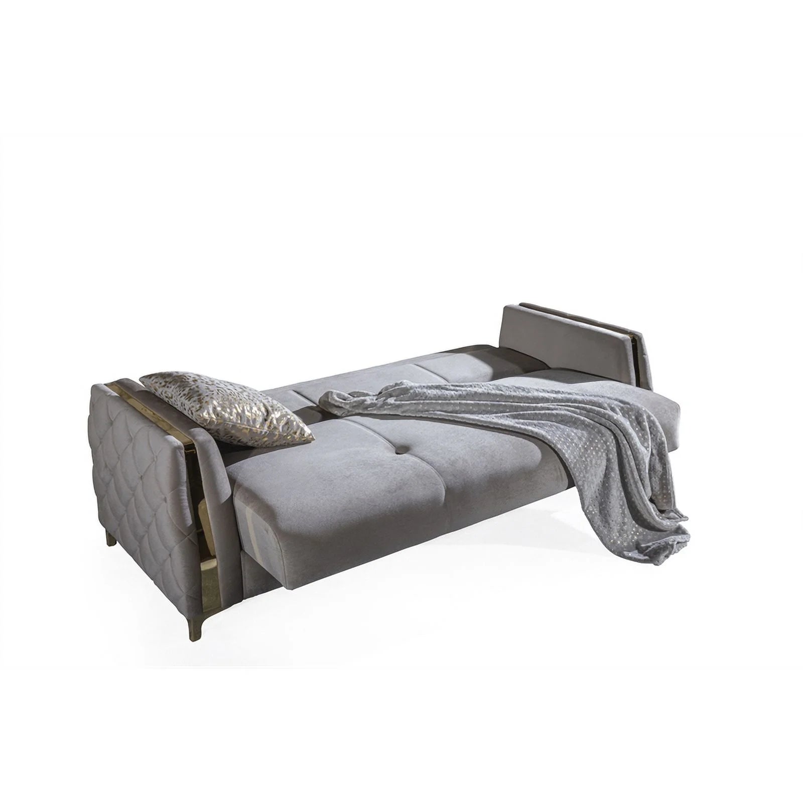 Taupe Sofa with Wood and Under-seat Storage Y26794