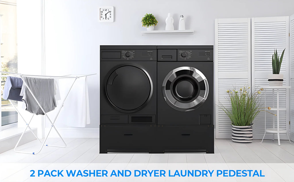 2 Pack 28"× 29" Heavy Duty Stainless Steel Black Laundry Pedestals T617