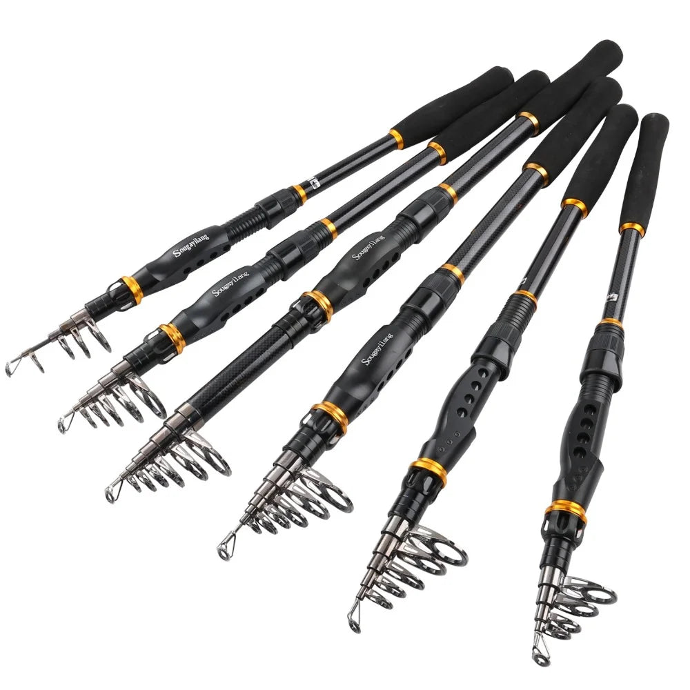 Telescopic Fishing Rod 1.8-3.6m Ultralight Carbon Spinning Rods E1300