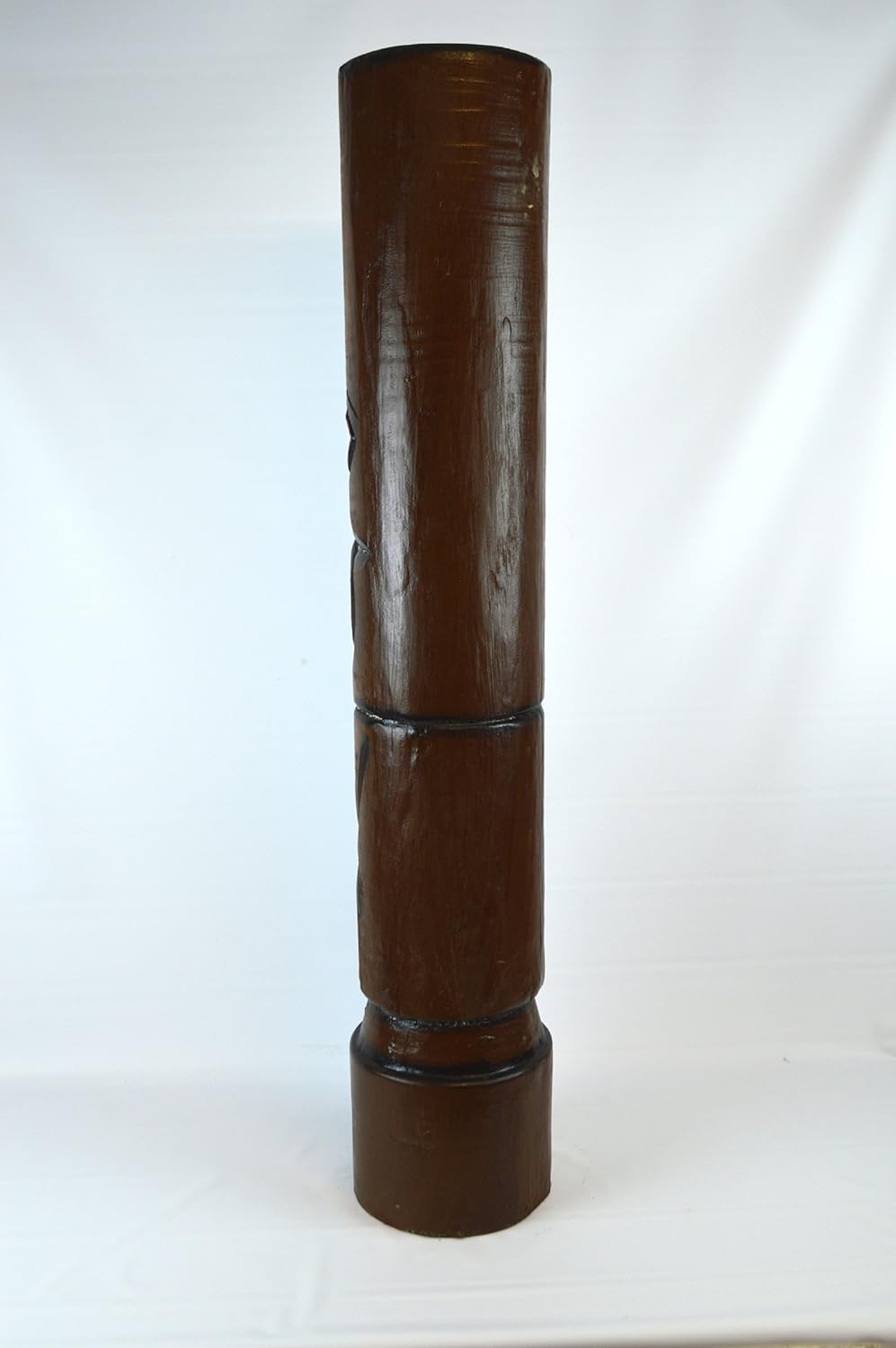 3 FT Hand Carved Wood Hibiscus Plumeria Flower Tiki Totem Pole Statue O75754