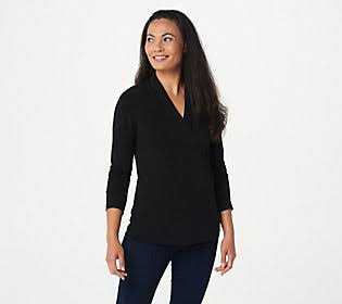 Black V-Neck Top, Size X-Small N4436
