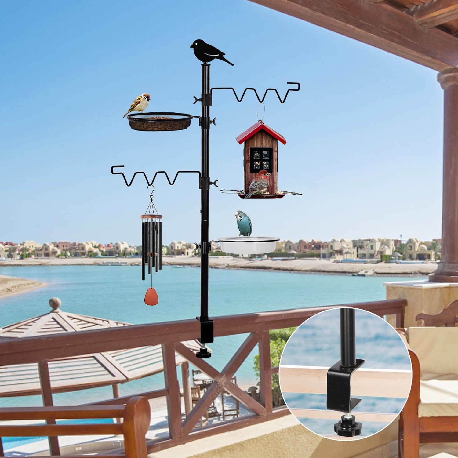 Black Steel Bird Feeder Station Kit C31737