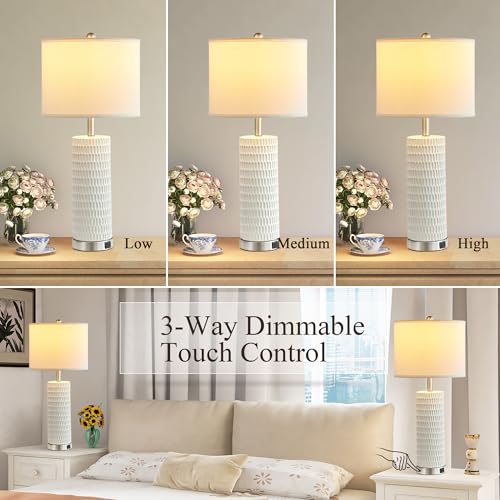 Set of 2 Tall Table Lamps with Dual USB Ports and Touch Control Y3762