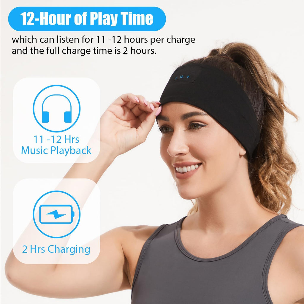 Bluetooth 5.2 Sleep Headphones with Microphone, Black, Grey F39446