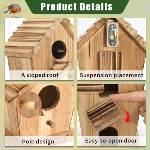 2 Hole Wooden Outdoor Bird House H8865