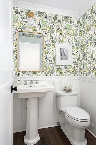 Green Floral Peel and Stick Wallpaper 17.7inch × 118.1inch C31567
