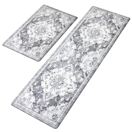 Anti Fatigue Kitchen Mats 2 Piece Set Blue Gray Waterproof Non-Skid C876104