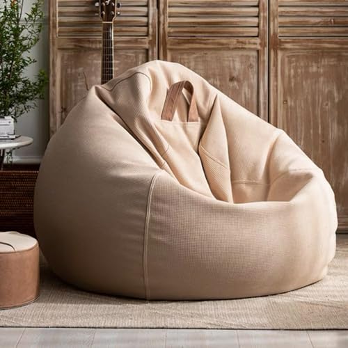 Off-White Cotton Linen Bean Bag Chair Cover, 2.6ft V971