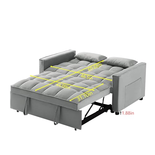 Black Velvet Convertible Sleeper Sofa with Pullout Bed M857