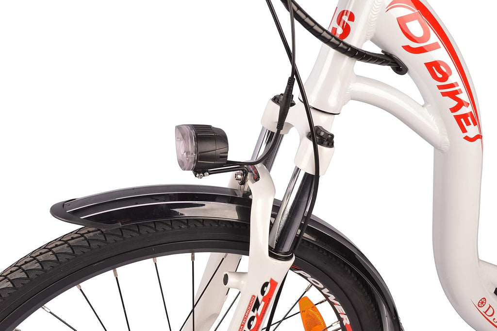 Pearl White 750W 48V 13Ah Step-Thru Electric Bicycle C4359