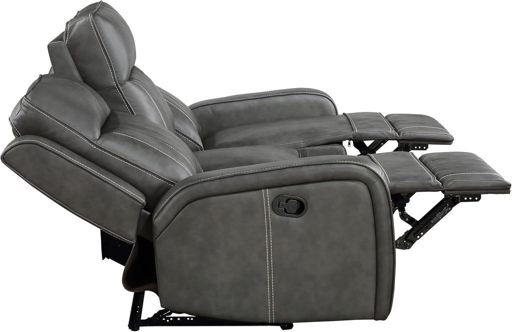 3-Piece Upholstered Motion Reclining Sofa Set Grey S4353