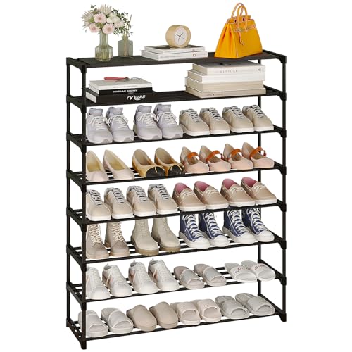 Black Stackable 20 Pairs Shoe Rack D562723