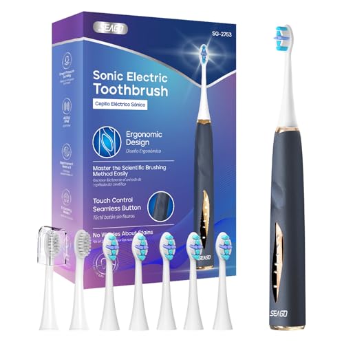 Rechargeable Electric Toothbrush with 8 Brush Heads, 5 Modes, Pressure Sensor B426249