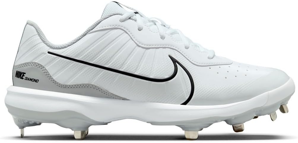 White Gray Size 8 Medium Baseball Cleats D1289