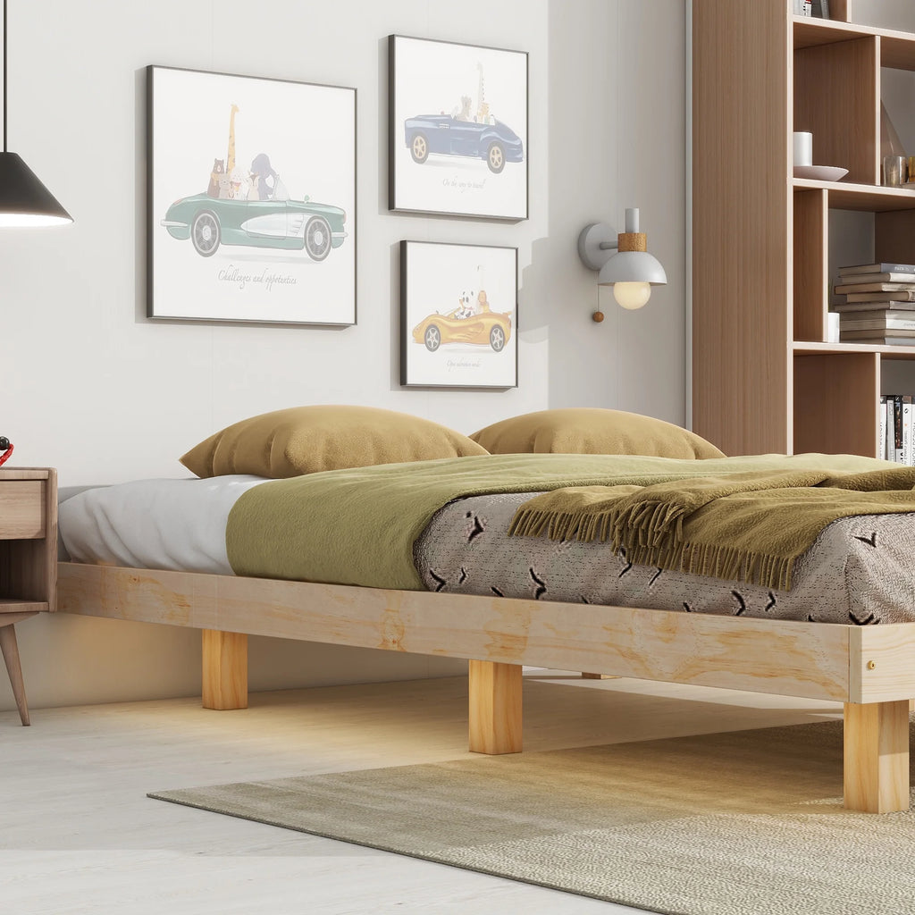 Full Size Low Profile Platform Bed with LED Lights Y3357