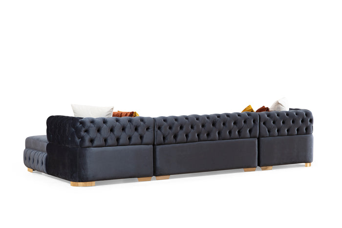 Charcoal Velvet U Shaped Double Chaise Sectional W200365