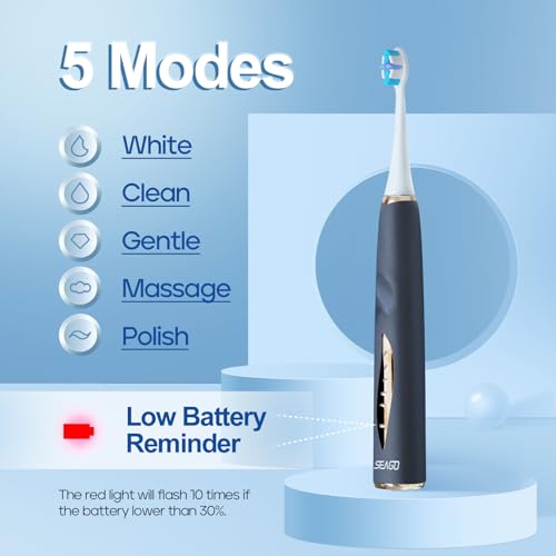 Rechargeable Electric Toothbrush with 8 Brush Heads, 5 Modes, Pressure Sensor B426249