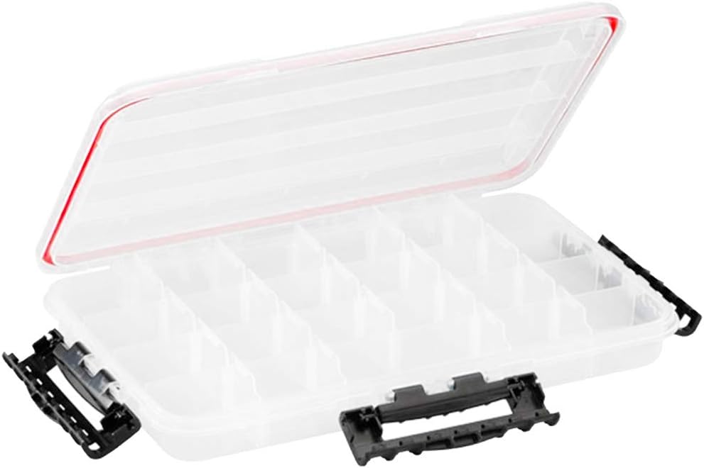 Waterproof Tackle Box, 14" X 9" X 1.875", Clear/Red T211