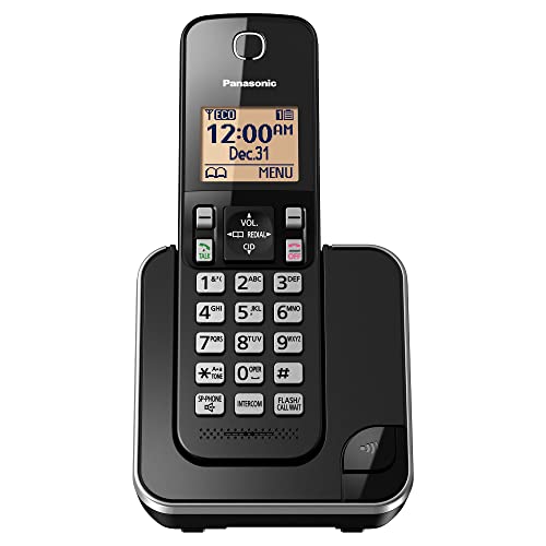 2 Handset Cordless Phone System with Amber Backlit Display (Black) X450