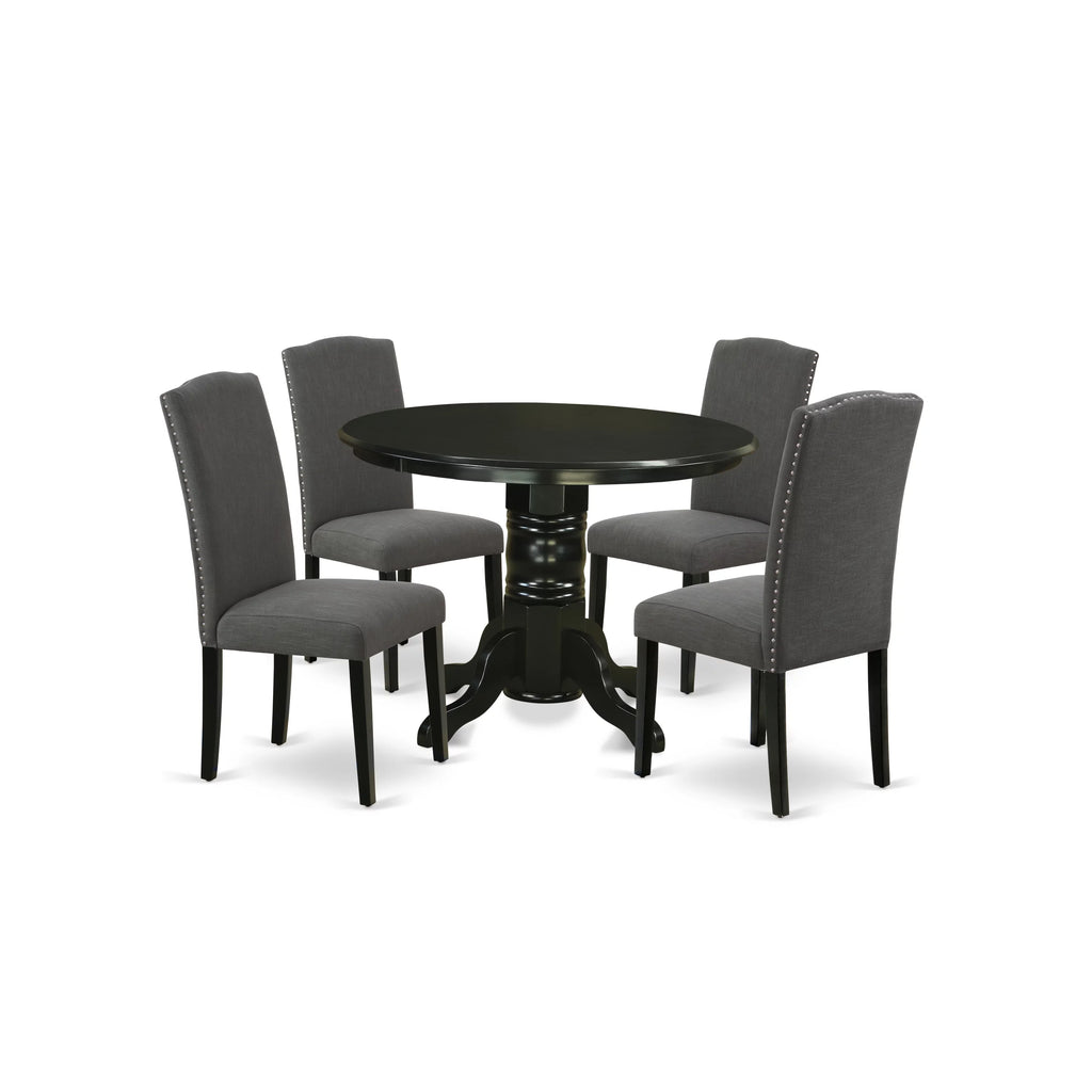 5-piece Wood Dining Set in Black/Dark Gotham Gray G948