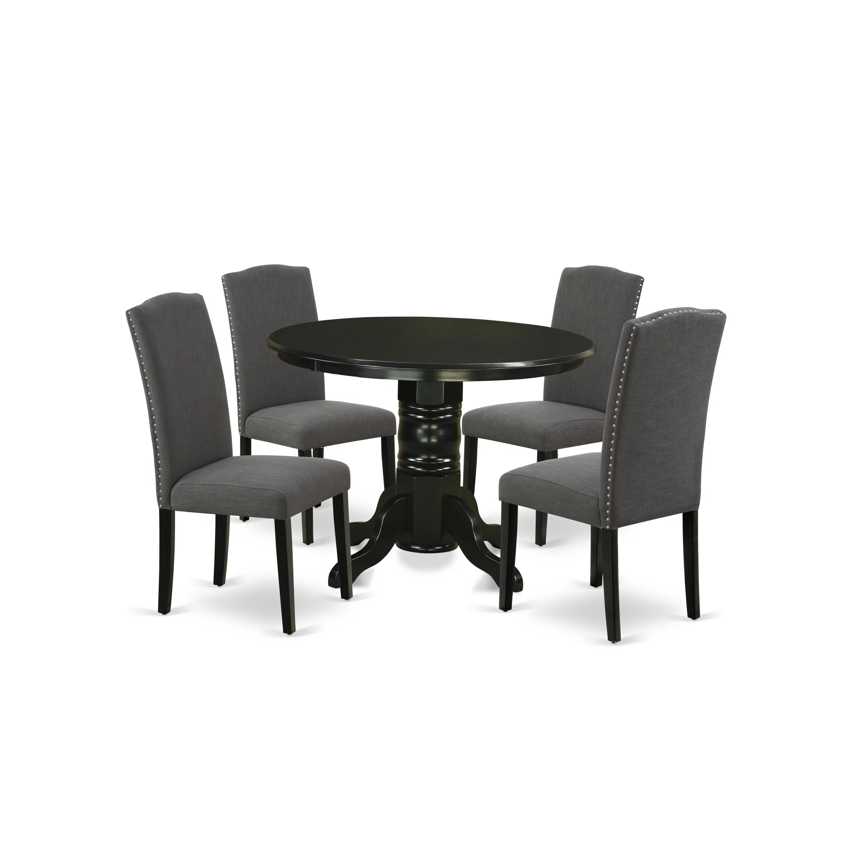 5-piece Wood Dining Set in Black/Dark Gotham Gray G948
