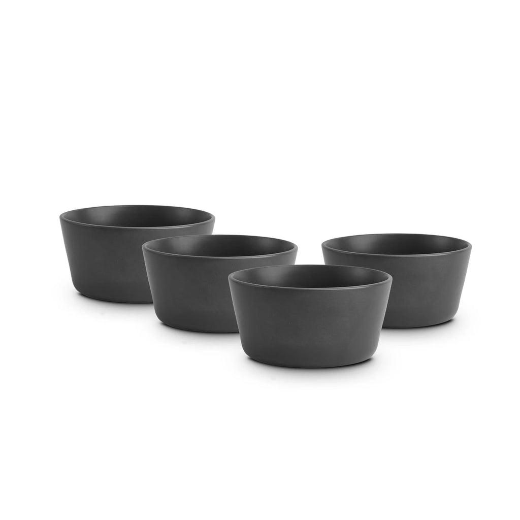 16 Pieces Stoneware Dinnerware Set, Service for 4 in Black Matte O70509