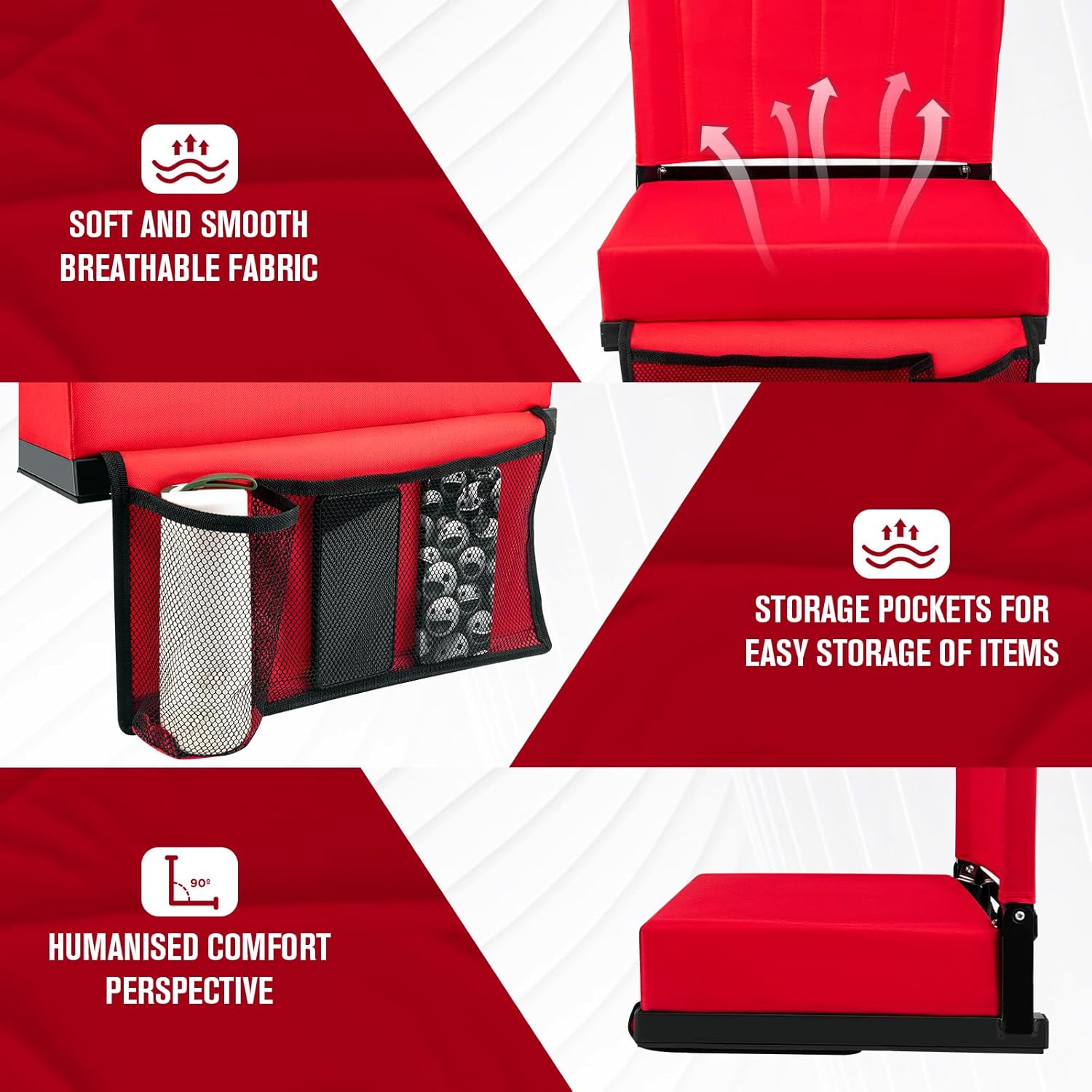 Bleacher Chair with Back Support and Cushion F73892