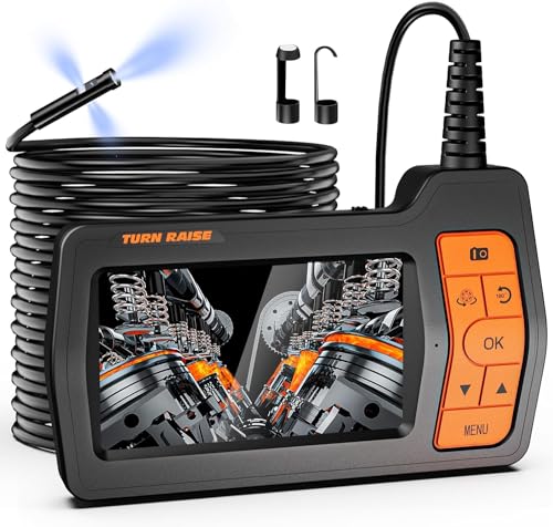 Triple Lens Sewer Camera with 50ft, 5" IPS Screen Borescope with Light, 1080P HD Endoscope IP67 Drain Pipe Snake Drain Camera, 32G Card Semi-Rigid Cable for Plumbing Inspection + Case X68463