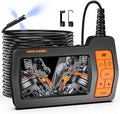 Triple Lens Sewer Camera with 50ft, 5" IPS Screen Borescope with Light, 1080P HD Endoscope IP67 Drain Pipe Snake Drain Camera, 32G Card Semi-Rigid Cable for Plumbing Inspection + Case X68463