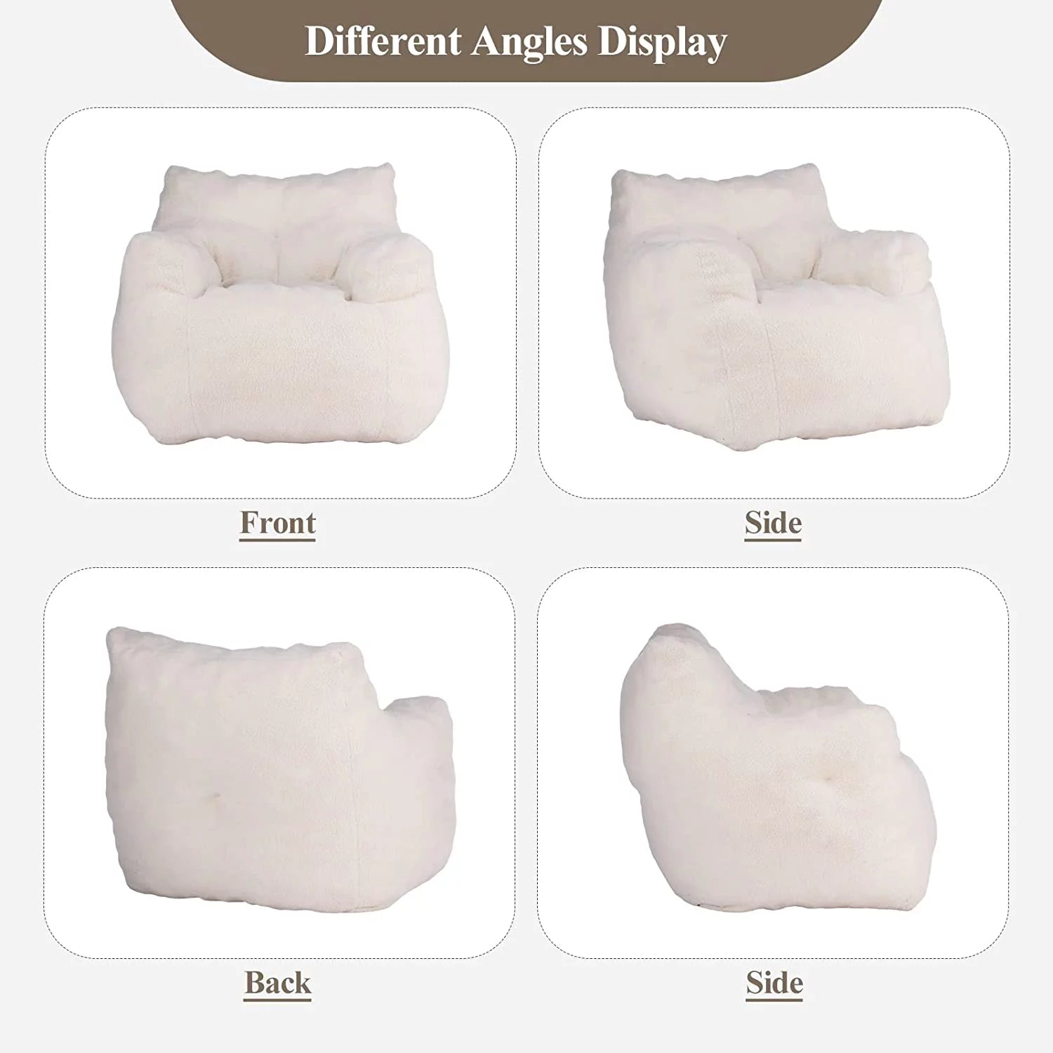 Ivory Soft Tufted Foam Bean Bag Chair I4182