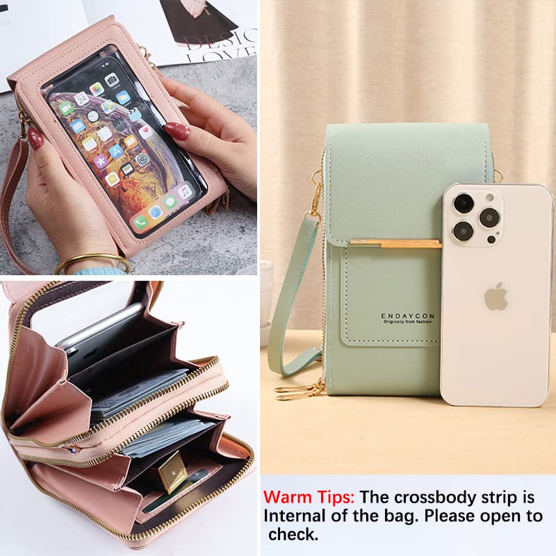Anti-Theft Leather Small Crossbody Cell Phone Purse Wallet with Shoulder Strap A875