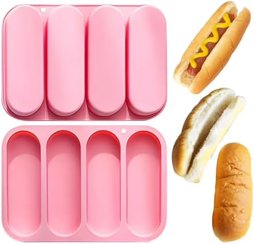 Non-Stick Silicone Hot Dog Bun Pan 4 Cup Baking Tray A421470