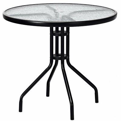 32x22 Outdoor Patio Round Tempered Glass Top Table with Umbrella Hole L2881