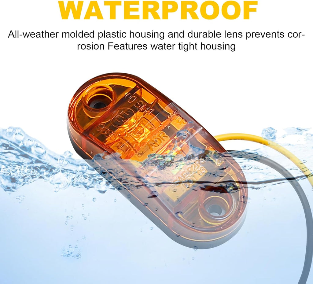 20Pcs 2.5 Inch 2 Diode Oval LED Trailer Marker Lights (Amber, Red) Q3841