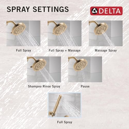 3-Setting Gold Shower System Including Shower Head, Handheld Shower, Shower Handle, Shower Diverter and Shower Valve Kit, Champagne Bronze O37532