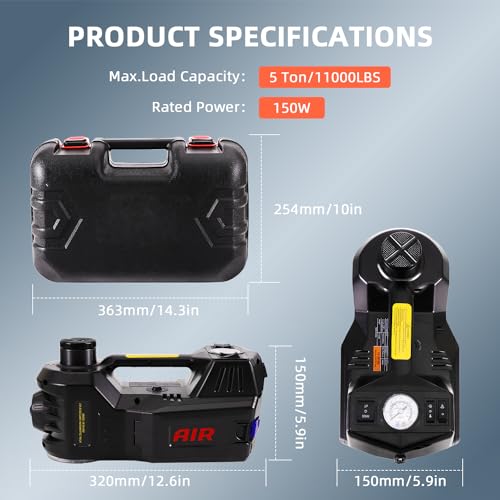 Electric Car Jack 5 Ton 12V Portable Hydraulic Jack with Led Light Q18014