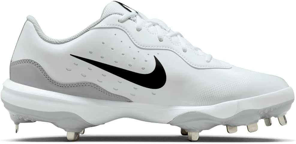 White Gray Size 8 Medium Baseball Cleats D1289