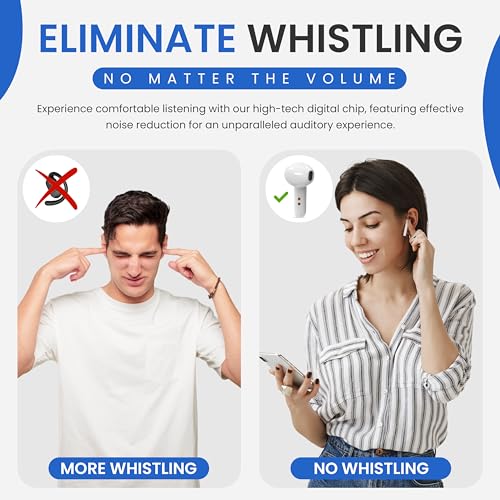 Rechargeable Noise Cancelling Hearing Amplifiers with Portable Charging Case (White) B6170
