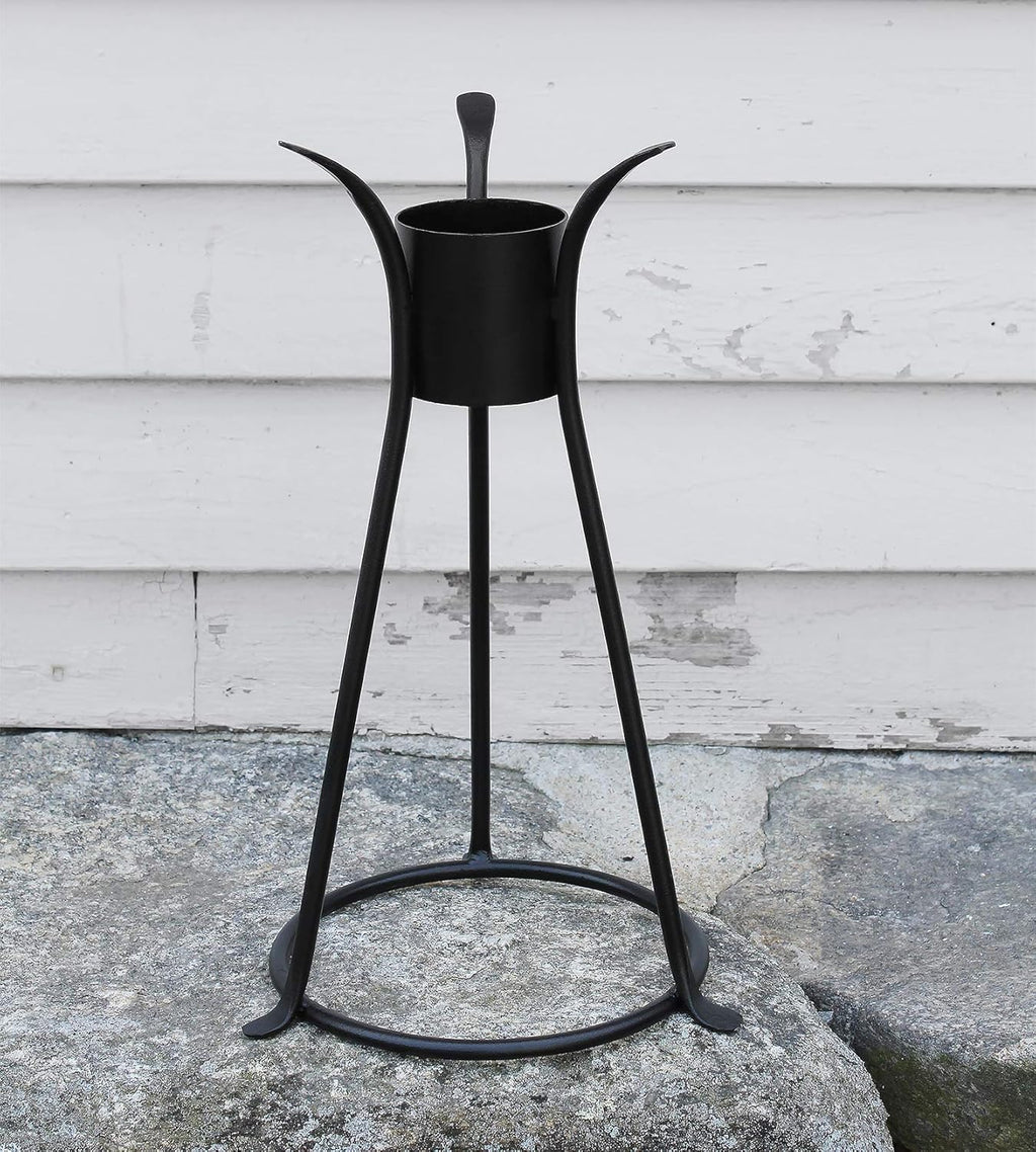 10" Blue Outdoor Glass Gazing Globe with Black Iron Stand Z91953